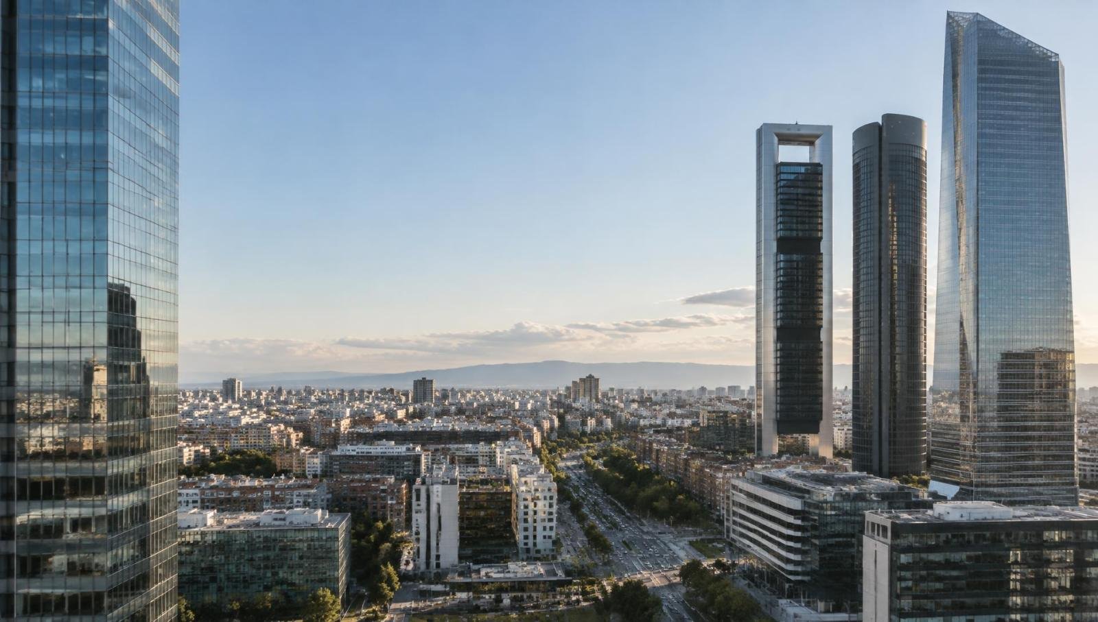 Edificios de oficinas en el distrito empresarial de Madrid